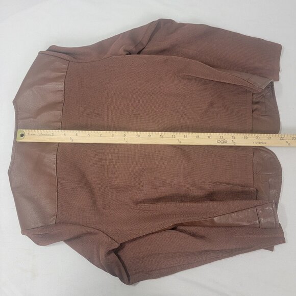 Women's NYGard Collection Leather/ Knit Sweater Jacket PETITE SMALL 6-8 Brown - Picture 5 of 6